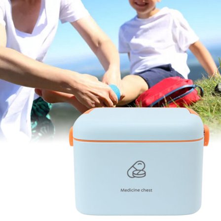 Stor medicinlåda förvaringslåda behållare familjeakutmedicinskåp med avtagbar bricka typ A