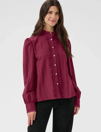 Cream Crpia Shirt - Burgundy - 40
