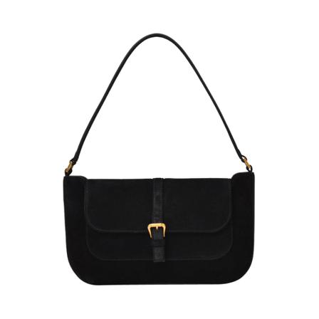 By Far, Miranda Bag in Suede Leather Zwart, Dames, Maat:ONE Size,Katoen
