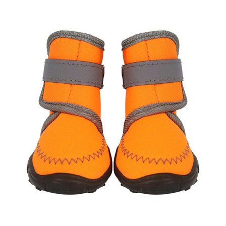 Oranssit M-koon koiran tossut ja saappaat, koiran kenkä, lumikoiran saappaat, suojaavat koiran saappaat säädettävillä heijastinnauhoilla