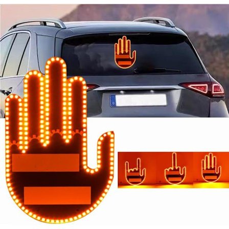 Rolig Gest-lampe - Sjov LED-skiltelampe til bilens bagrude med fjernbetjening Fingerbil LED-lampe Biltilbehør Håndgest-gadgets
