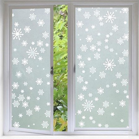 Integritetsfönsterfilm, Frostat glasfilm, Anti-UV-fönsterklistermärke, 45cm x 200cm (Snöflinga)