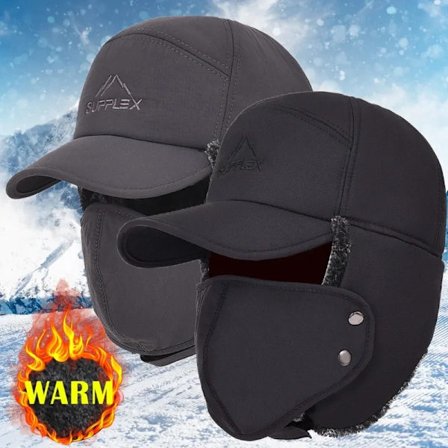 Man Women Earmuffs Cap Winter Beanie Hat Baseball Cap Cold Hats Windproof Anti-snow Warm Fleece Cold Resistance Snow Hats with F
