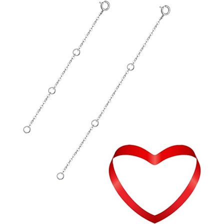 Silver Halsband Förlängare Kedja Set om 2 st Förpackning 2" och 5", ZQKLA