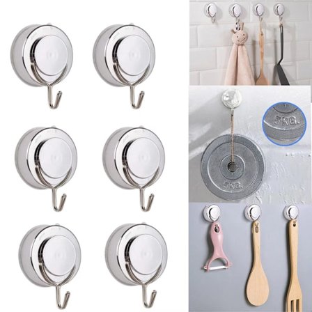 Sugproppskrok för badrum, toalett, kök, kraftfull handdukskrok, dusch, badrockskrok, rostfritt stål, 6 st