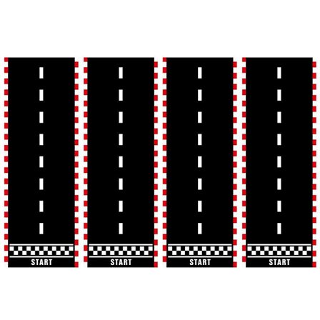 4 stk. Svart Hvit Racing Runway Party Dekor Stoff Race Track Bakgrunnsmateriale