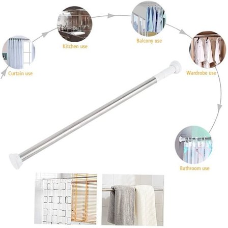 Duschdraperi stång 50-80CM roterande justerbar duschstång även som