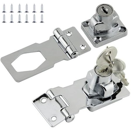 Hasplås, kraftigt hänglås med nyckel - 2 stycken (6,35 cm)