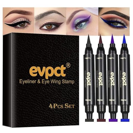 4 färger Vingad Eyeliner Stämplar Set, Vattentät Eyeliner Stämpel Verktyg Wingliner, Blå Lila Svart Brun