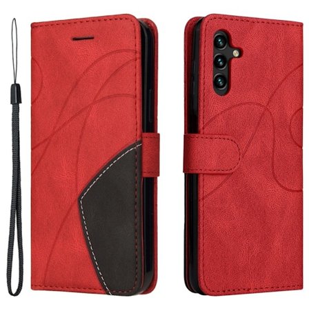 Tekstureret Samsung Galaxy A13 5G læderetui med rem - Rød