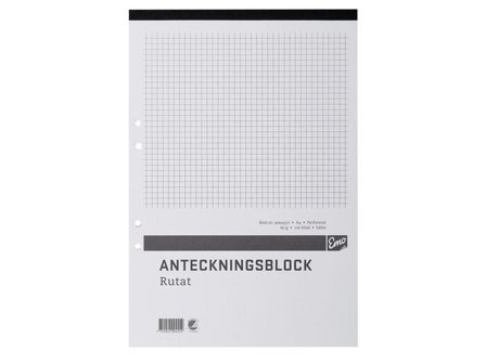 Anteckningsblock A4 100 bl rut hål perf - Lyreco - Kontorsmaterial - Block och anteckningsböcker - Anteckningsblock