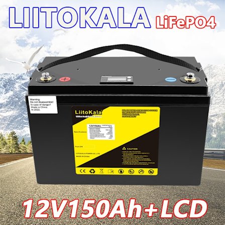 LiitoKala 12V90Ah 100Ah 12,8V120Ah/150Ah/200Ah/240Ah/300Ah LiFePO4 batteri til autocampere Golfvogn Off-Road Off-grid