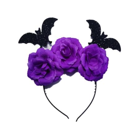 2-pack Halloween fladdermus huvudband barn huvudbonad hårband prydnad häxa frisör häxa klä ut sig rekvisita (lila)