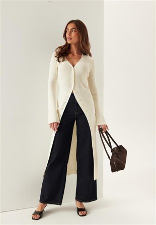 BUBBLEROOM - Knitted Cardigan Dress - Cream