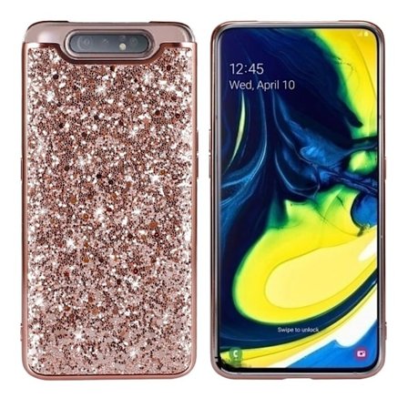 Glitter Samsung Galaxy A80 kuoret - Ruusukulta