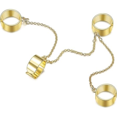 CDQ Gotiska punkringar med kedja för dam eller herr ring staplingsbar vintage set Knuckle hip hop