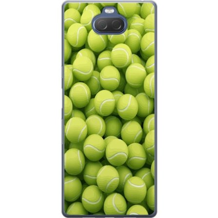 Kompatibel Mobilcover til Sony Sony Xperia 10 Plus Mønster af grønne tennisbolde i høj detalje, sporty motiv med gentagende tekstur og stærke farv