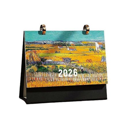 2026 Skrivebordskalender Vintage Maleri Kalender Med Memonotater Månedlig Kalender