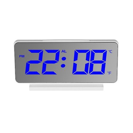 Led digital väckarklocka, nummer, fet siffra, snooze, justerbar volym, enkel användning, för sovrum, skrivbord blå