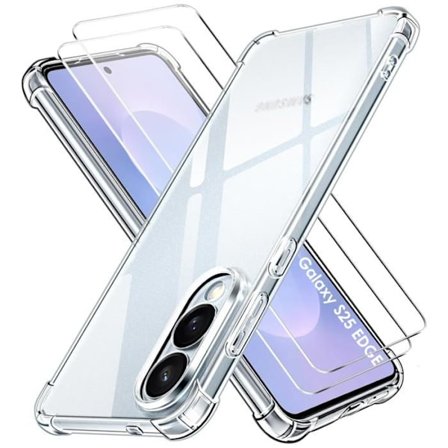 Stødabsorberende etui til Samsung Galaxy S25 EDGE og 2 hærdede glas skærmbeskyttelse Phonillico