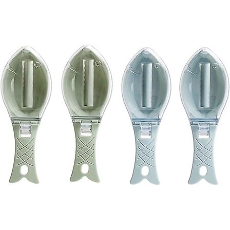 Fisk Skraber 4stk Fisk Skæl Børste Fisk Skæl Fjerner Professionel Fisk Skæl Skraber Fisk Skæl Fjerner med Dæksler Fisk Skæl Køkkenredskaber