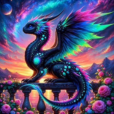 Fargerik Drage Diamantkunst 35x35 cm – 5D Diamantmaleri DIY