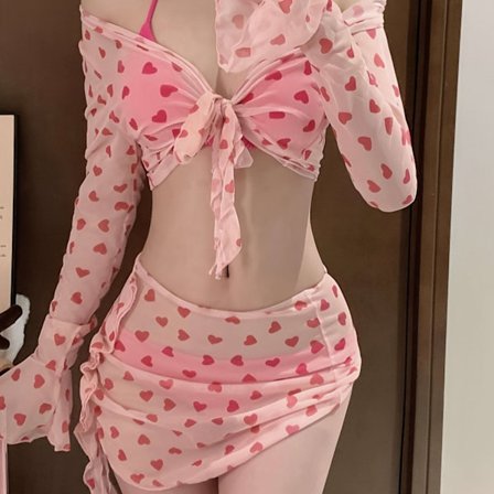 To-delt bikini sæt til kvinder med bindeskørt til varme kilder, ren og eftertragtet stil