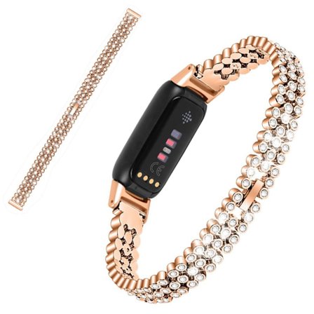 Fitbit Luxe rhinestone urrem i rustfrit stål - Rødguld