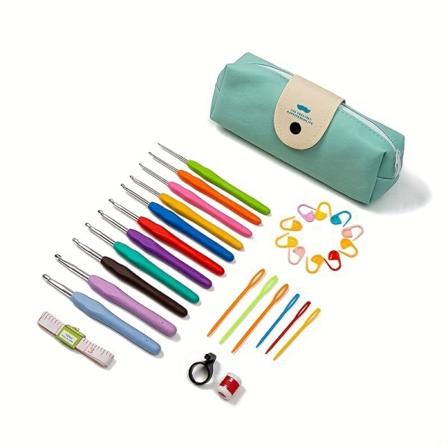 1 set stickverktyg Set TPR Mjukt handtag Virkat skäggväska Set för nybörjare och erfarna virknålsälskare (tillbehör Färg Slumpmässig)