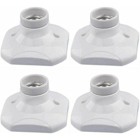 E27 LED Pæreholder, Keramisk E27 Sokkel og Plastbase, E27 Veggkontakt, Hvit E27 Sokkel med Ring for Inngang/Tak