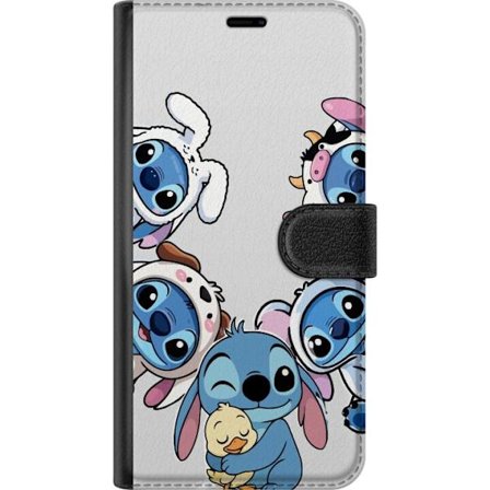 Kompatibel Tegnebogsetui til Samsung Galaxy A26 Stitch kawaii samling af søde figurer omkring rammen, med en sød tegneserie og legesyg design i blå