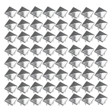 200 Stykker Sølv 7mm Pyramide Nitter - Velegnet til Tasker, Bælter, Tøj, Sko DIY - Punk Stil - Sølv
