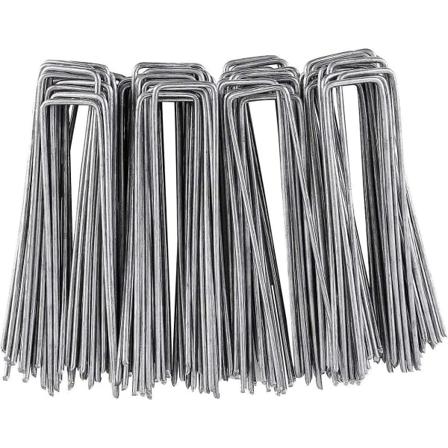 100 stk. U-formede Galvaniserede Havepløkke, Ideel til Havearbejde, Mulchdug, Hække og Net, Multifunktionelle Jordankre, 150 * 25mm, 3mm