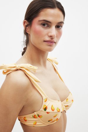 Handpicked x NA-KD Tie Strap Detail Printed Balconette Top - Bikinier - Orange - EU 80C