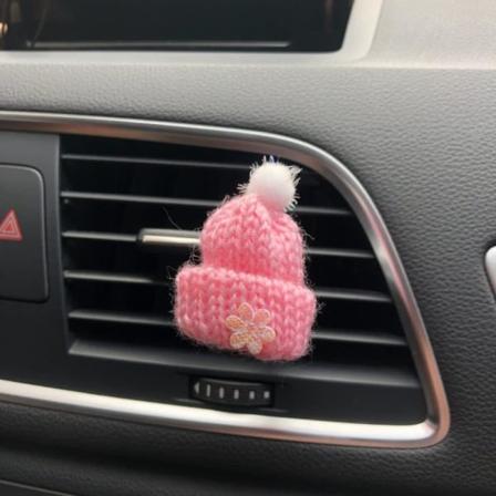 Biter til bilens luftfriskere, plysjhattdekorasjonsklips, bilinteriør for kvinner, rosa