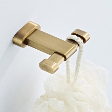 Antik koppar kläd- och hattkrok med oblat sits, kopparhänge