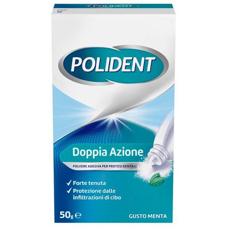 Polident Polvere Adesiva Protesi Dentale Menta 50g Tenuta Sicura