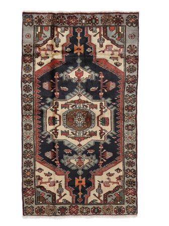 Handgeknüpft Persischer Hamadan Teppich 104X184 Schwarz/Dunkelrot