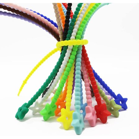 25 st Återanvändbara Silikon Twist Ties Påsklämmor Kabelband Kabelbandslindor Hanteringsorganisatör Gummi Twist Tie, 4 Blandade Designer