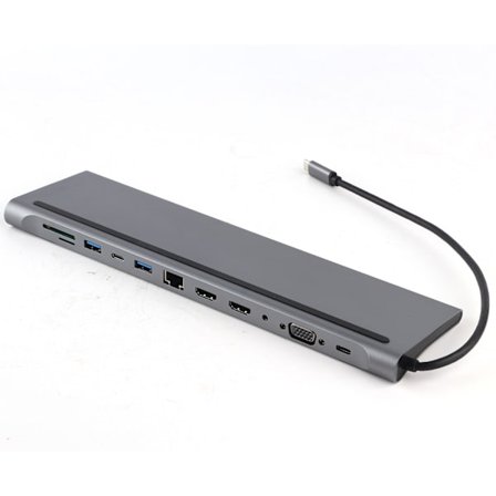 12 i 1 USB C Docking Station Dubbel HDMI-skärm VGA PD RJ45