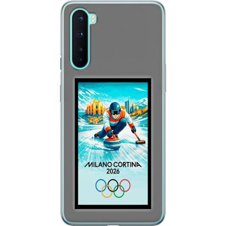 Yhteensopiva Puhelinkuori OnePlus Nord Jääkiekkoilukuva, jossa pelaajat liikkuvat jäällä, Milano Cortina 2026, Milanin maamerkit ja olympialaisten ren