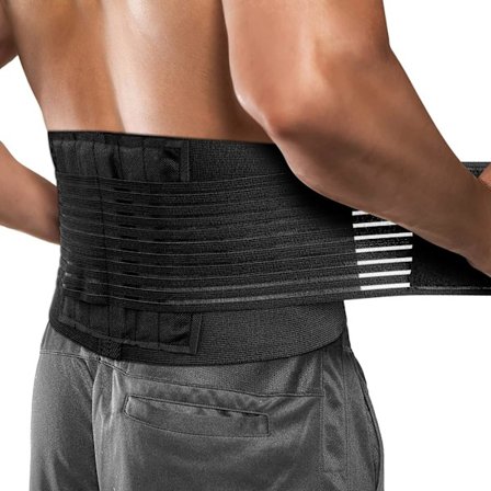 Ryggstøttebelte for Nedre Rygg, Justerbar Lumbar Brace med 6 Støtter, Smertelindring for Skoliose & Isjias (L)