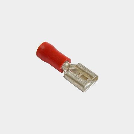 Izolované ploché dutinky, Ø6,3 mm, vhodné pro kabel 0,5 - 1,5 mm², 100 ks, červené