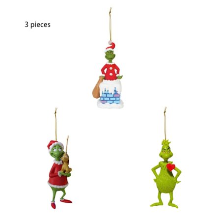 3 st juldekorationshänge plan tecknad akryl julgranshänge (C-stil)