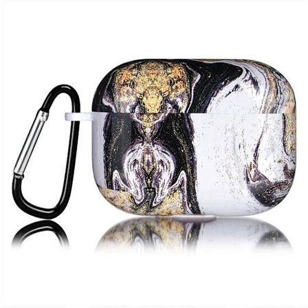 Airpods Pro marmor mönster fodral - svart / gul / vit