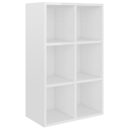 Vidaxl Bokhylla/skänk Vit Högglans 66x30x97,8 Cm Konstruerat Trä Vit