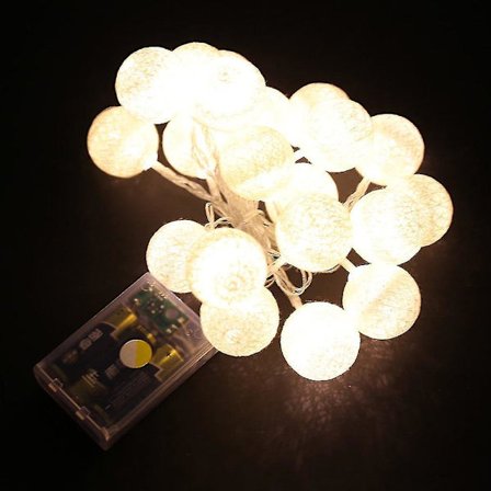 2,3 m 20 LED-valoa cotton-pallojen jouluvalot makuuhuoneen keijuvalo