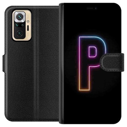 Yhteensopiva Lompakkokotelo Xiaomi Xiaomi Redmi Note 10 Pro Minimaalinen neonkirjain P värin asteittaisella muutoksella ja valotehosteella mustaa tau