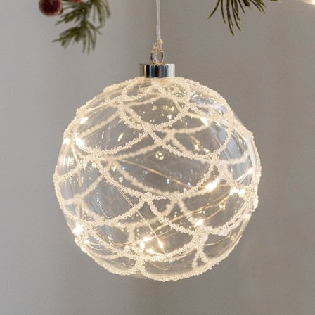 LED-lasilla varustetut joulukuusen pallot, valaistut joulukoristeet sisätiloihin