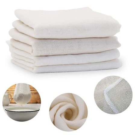 RYI Bedst sælgende 5-pak Osteklæde, Genanvendeligt, Ubleget Forklippet Osteklæde Muslinklæde AF 50*50cm